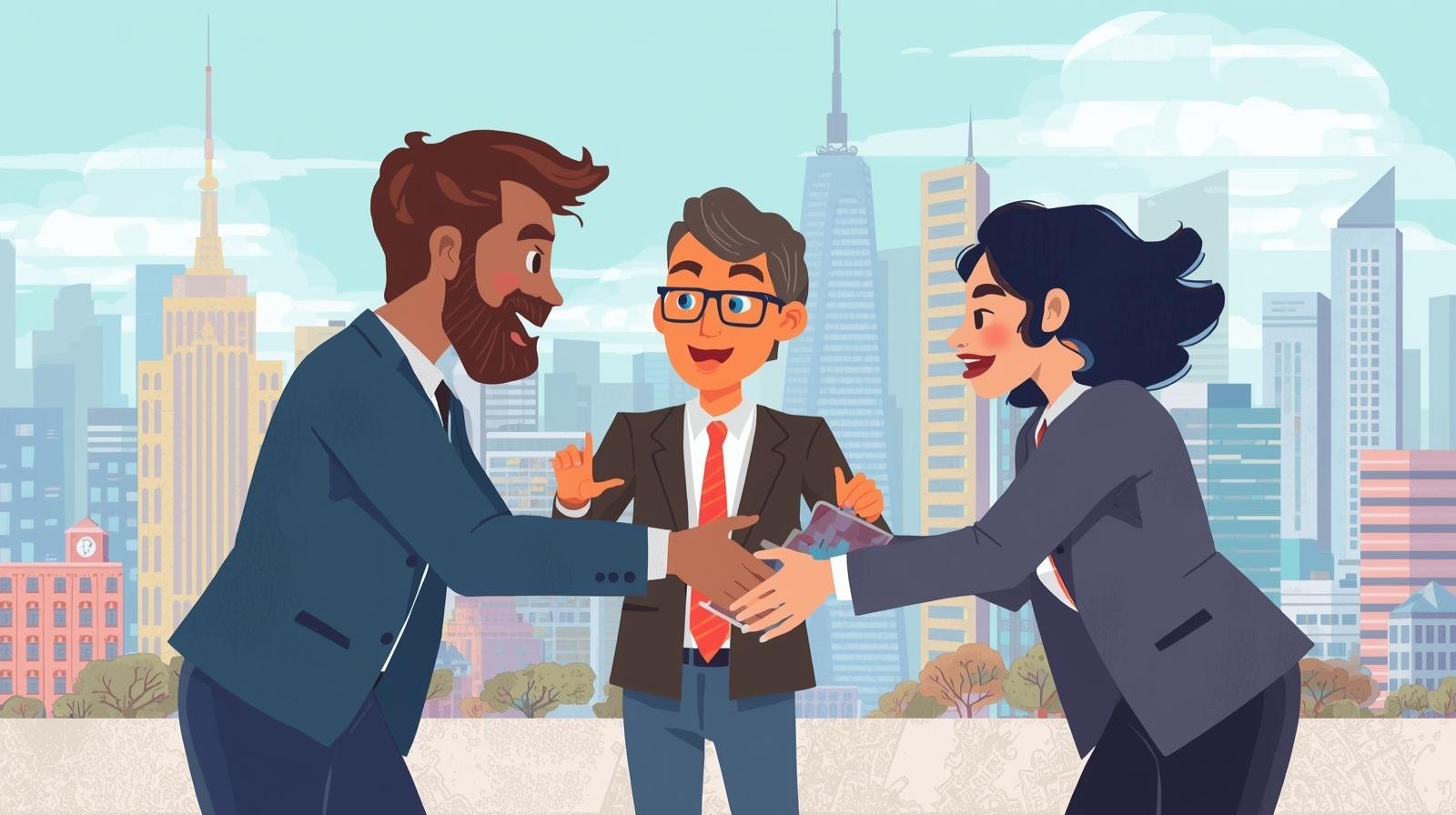 3 carton business people new